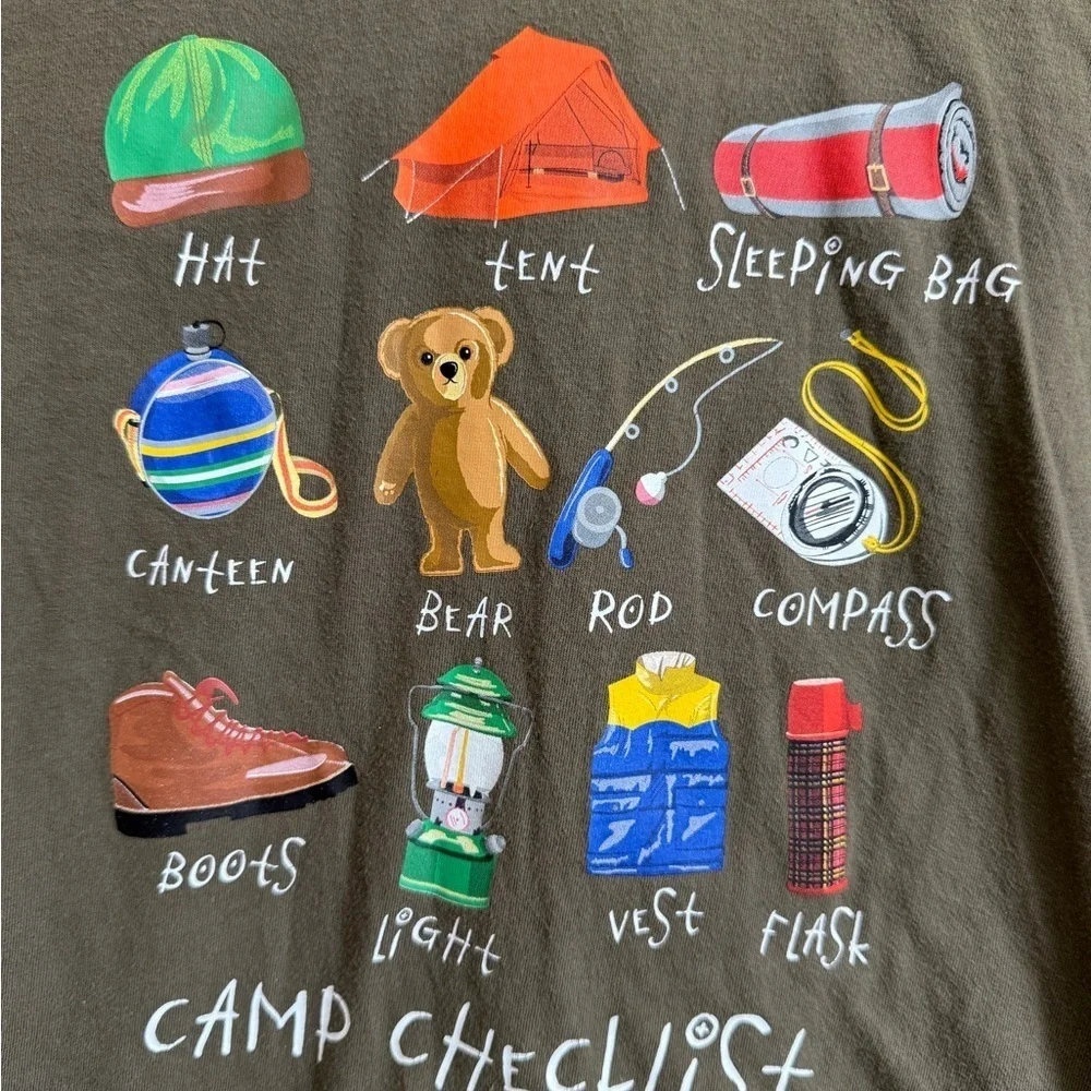 Polo Ralph Lauren Bear Boys Camp Checklist Green Hooded Long Sleeve Shirt 8